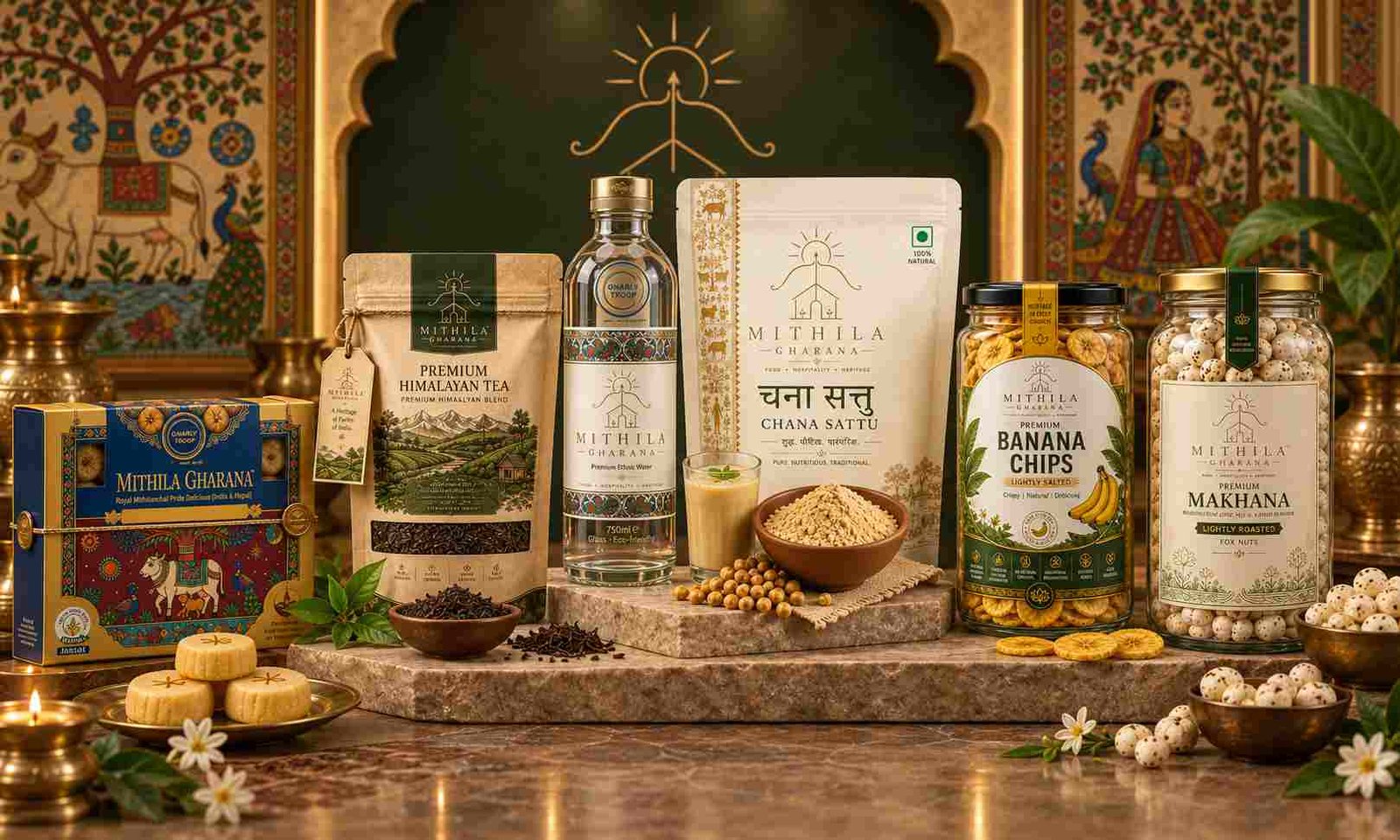 A table of Mithila food and heritage products
